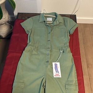 Green Cargo Jumpsuit